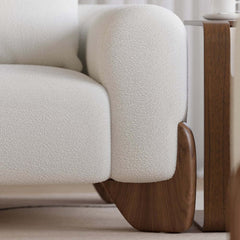 Modern Boucle Sofa Set With Coffee Table & Walnut Legs