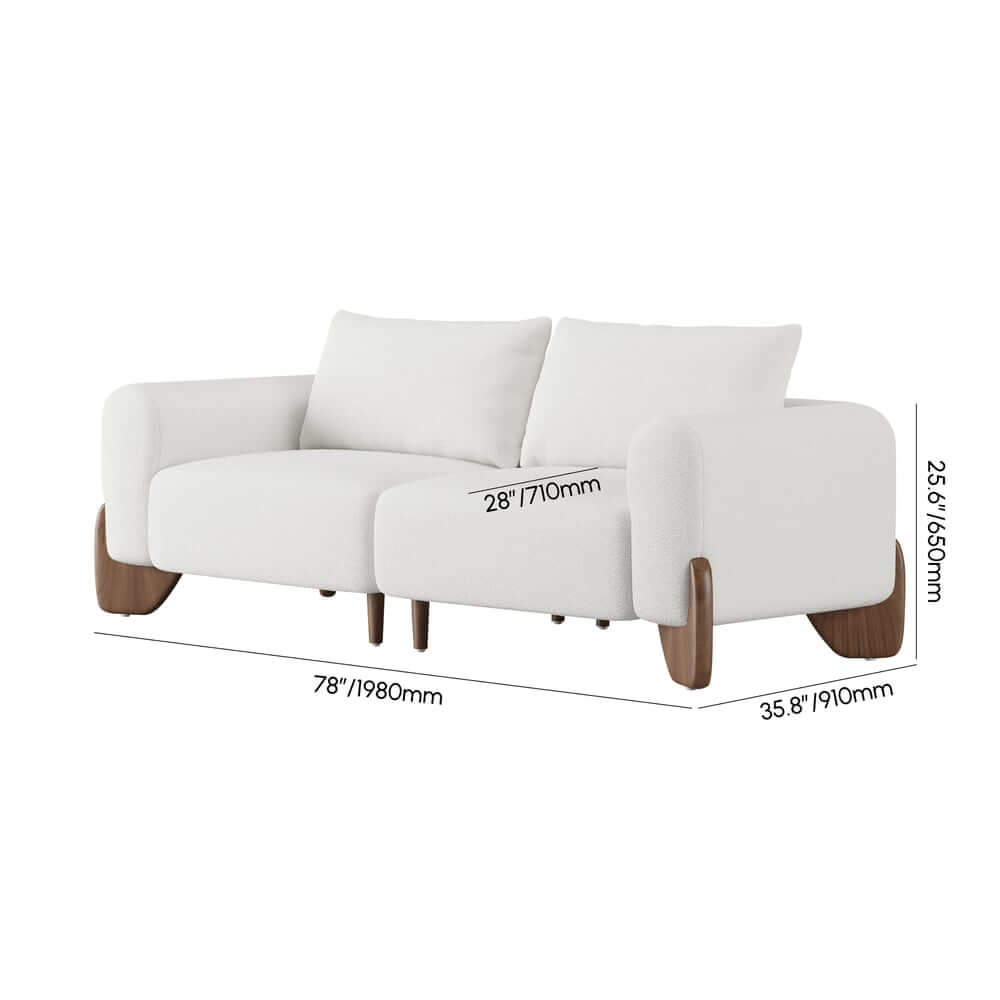 Modern Boucle Sofa Set With Coffee Table & Walnut Legs Dimensions