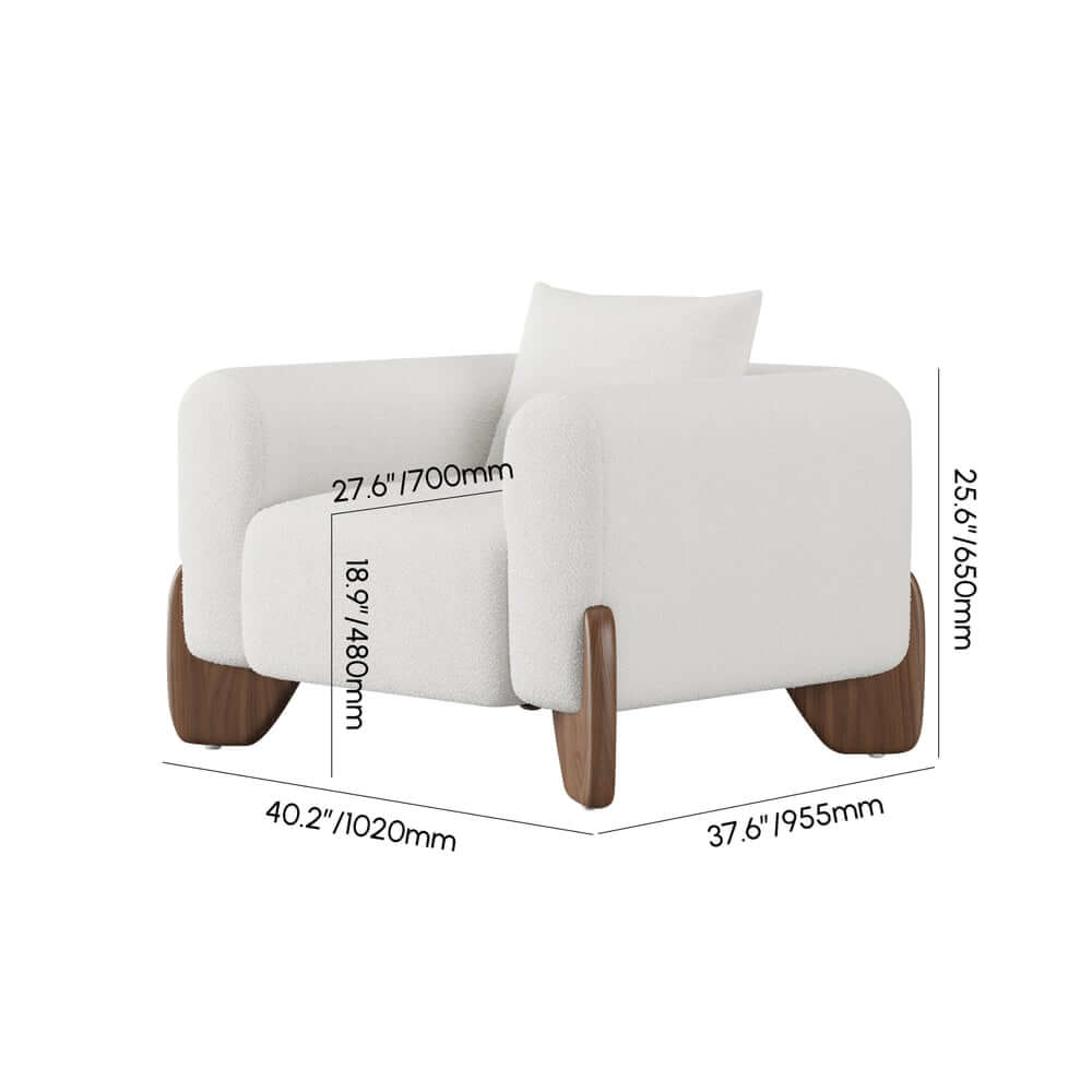 Modern Boucle Sofa Set With Coffee Table & Walnut Legs Dimensions