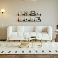 Modern Boucle Sofa Set with Gold Metal Legs, 2-Piece