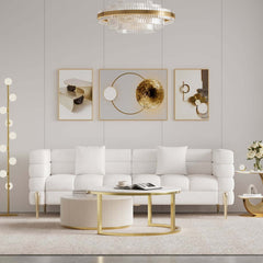 Modern Boucle Sofa Set with Gold Metal Legs, 2-Piece