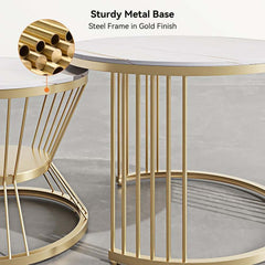 Modern Boucle Sofa Set with Gold Metal Legs, 2-Piece