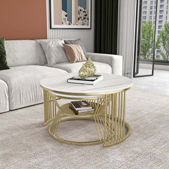 Modern Boucle Sofa Set with Gold Metal Legs, 2-Piece