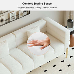 Modern Boucle Sofa Set with Gold Metal Legs, 2-Piece