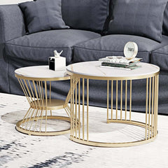 Modern Boucle Sofa Set with Gold Metal Legs, 2-Piece