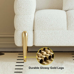 Modern Boucle Sofa Set with Gold Metal Legs, 2-Piece