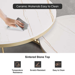 Modern Boucle Sofa Set with Gold Metal Legs, 2-Piece