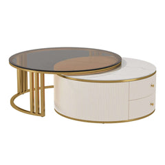 Modern Boucle Sofa Set with Gold Metal Legs, 2-Piece