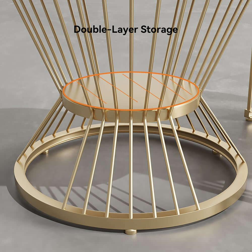 Modern Boucle Sofa Set with Gold Metal Legs, 2-Piece