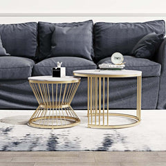 Modern Boucle Sofa Set with Gold Metal Legs, 2-Piece