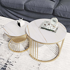 Modern Boucle Sofa Set with Gold Metal Legs, 2-Piece