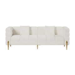 Modern Boucle Sofa Set with Gold Metal Legs, 2-Piece
