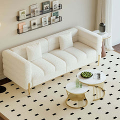 Modern Boucle Sofa Set with Gold Metal Legs, 2-Piece