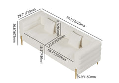 Modern Boucle Sofa Set with Gold Metal Legs, 2-Piece Dimensions