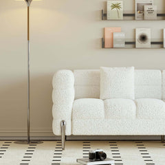 Modern Boucle Sofa With Metal Legs And Cushion Back