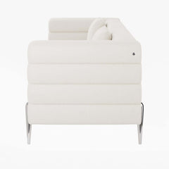 Modern Boucle Sofa With Metal Legs And Cushion Back