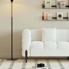 Modern Boucle Sofa With Metal Legs And Cushion Back