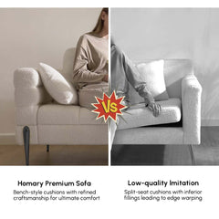 Modern Boucle Sofa With Metal Legs And Cushion Back