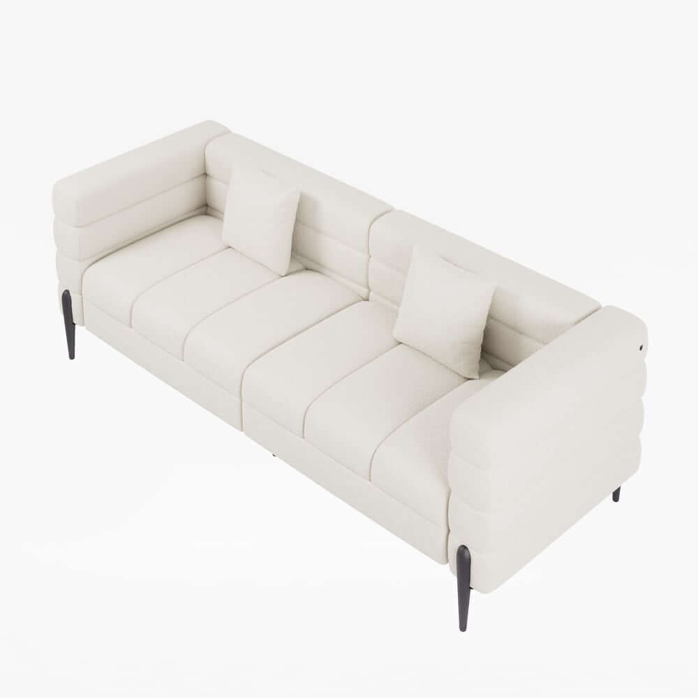 Modern Boucle Sofa With Metal Legs And Cushion Back