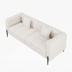 Modern Boucle Sofa With Metal Legs And Cushion Back