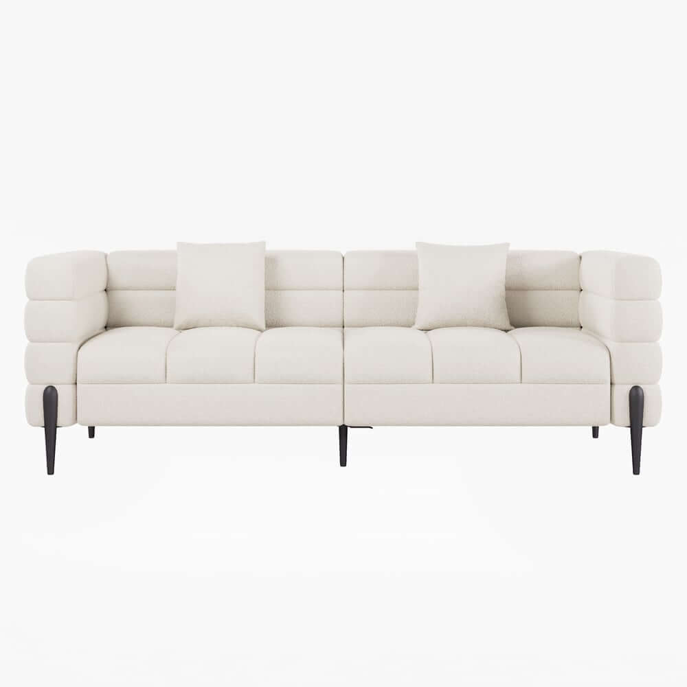 Modern Boucle Sofa With Metal Legs And Cushion Back