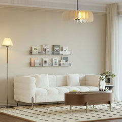 Modern Boucle Sofa With Metal Legs And Cushion Back