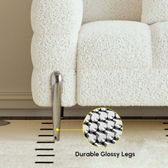 Modern Boucle Sofa With Metal Legs And Cushion Back