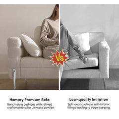 Modern Boucle Sofa With Metal Legs And Cushion Back