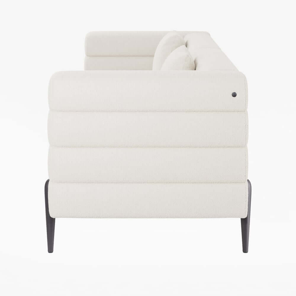 Modern Boucle Sofa With Metal Legs And Cushion Back