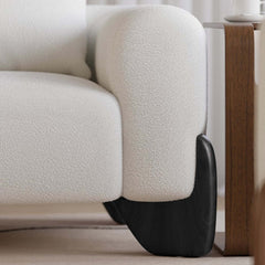 Modern Boucle Sofa With Walnut Legs And Square Arms