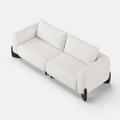 Modern Boucle Sofa With Walnut Legs And Square Arms