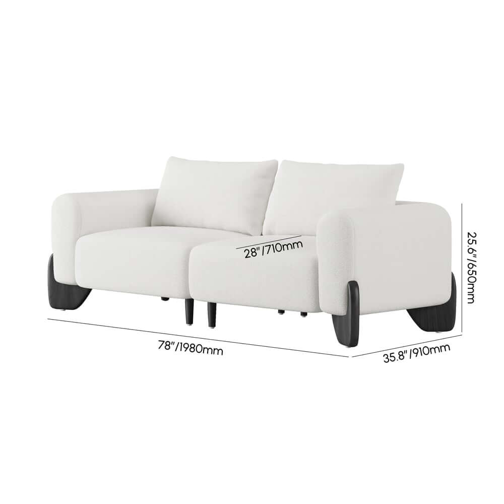 Modern Boucle Sofa With Walnut Legs And Square Arms Dimensions