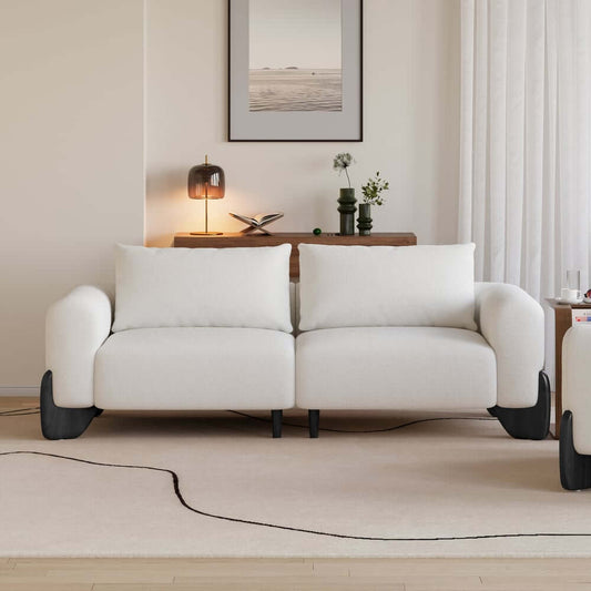 Modern Boucle Sofa With Walnut Legs And Square Arms Main Product Image