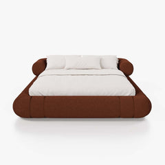 Modern Boucle Upholstered Bed with Circular Headboard