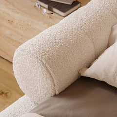 Modern Boucle Upholstered Bed with Circular Headboard