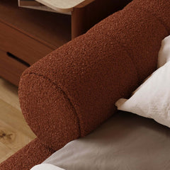 Modern Boucle Upholstered Bed with Circular Headboard