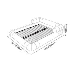 Modern Boucle Upholstered Bed with Circular Headboard Dimensions