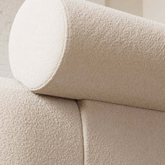 Modern Boucle Upholstered Bedroom Bench with Bolster Backrest