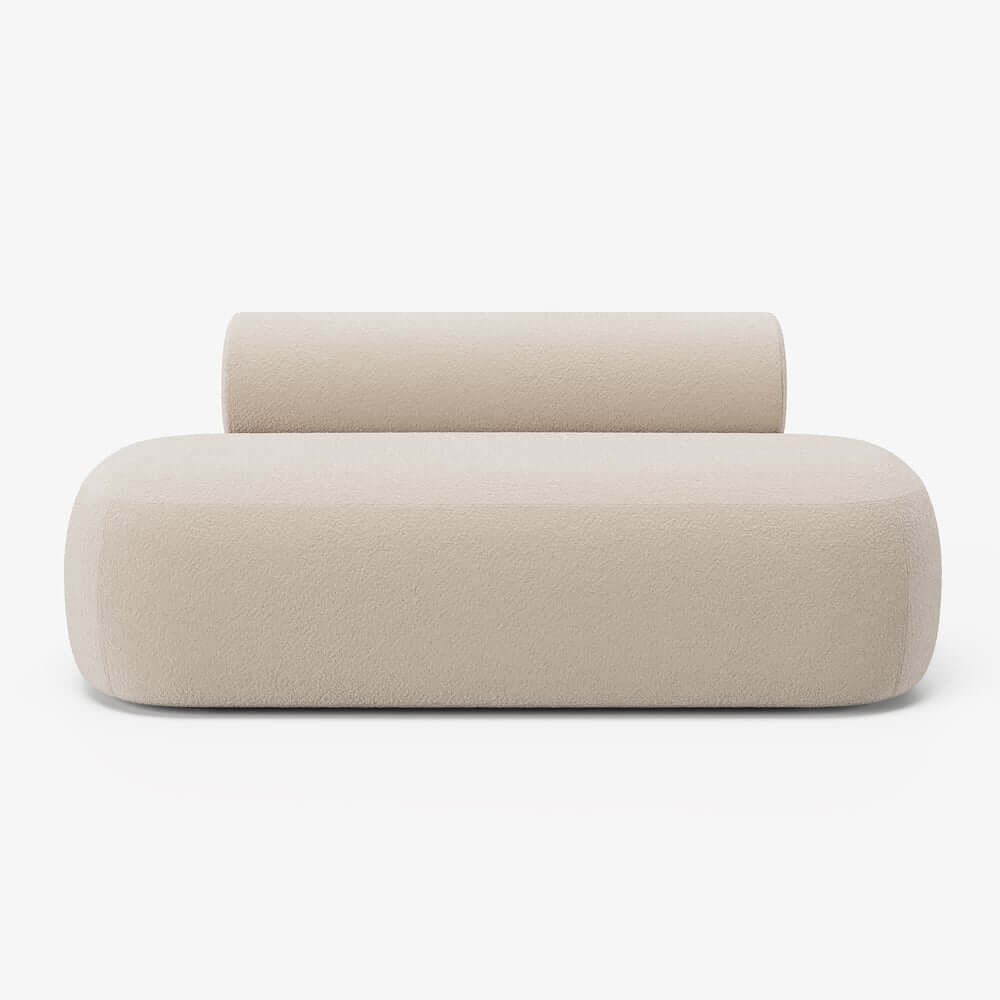 Modern Boucle Upholstered Bedroom Bench with Bolster Backrest