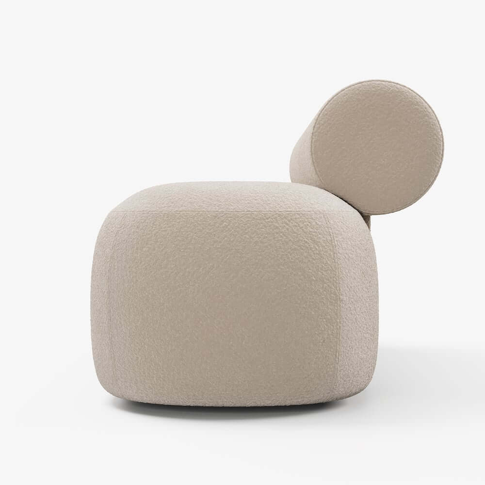 Modern Boucle Upholstered Bedroom Bench with Bolster Backrest