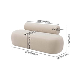 Modern Boucle Upholstered Bedroom Bench with Bolster Backrest Dimensions