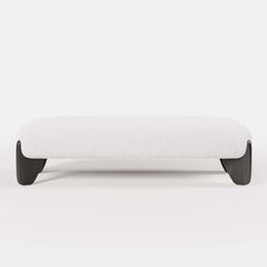 Modern Boucle Upholstered Bedroom Bench with Turned Wood Legs
