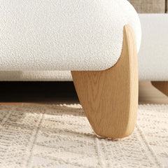Modern Boucle Upholstered Bedroom Bench with Turned Wood Legs