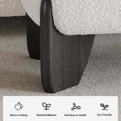 Modern Boucle Upholstered Bedroom Bench with Turned Wood Legs