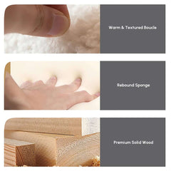 Modern Boucle Upholstered Bedroom Bench with Turned Wood Legs