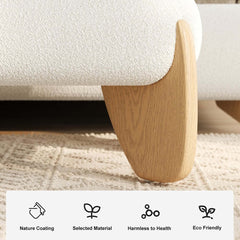 Modern Boucle Upholstered Bedroom Bench with Turned Wood Legs