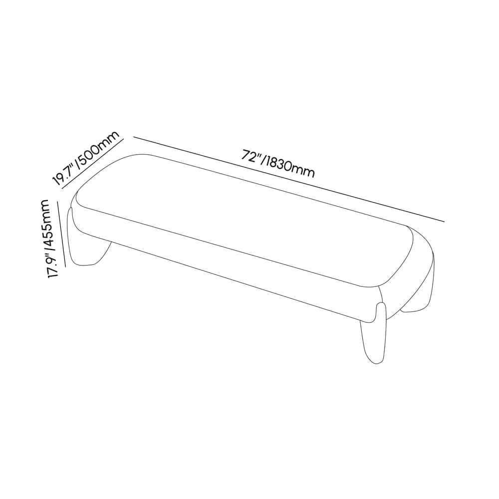 Modern Boucle Upholstered Bedroom Bench with Turned Wood Legs Dimensions