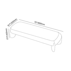 Modern Boucle Upholstered Bedroom Bench with Turned Wood Legs Dimensions