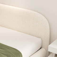 Modern Boucle Upholstered King Bed with LED Lights