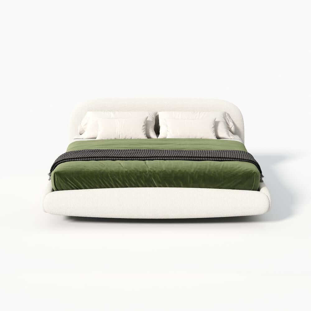 Modern Boucle Upholstered King Bed with LED Lights